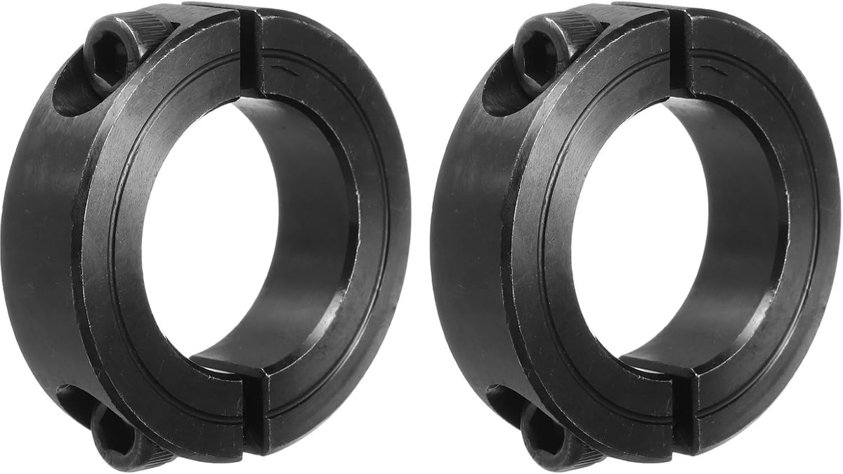 Golfring 1 1/8" boring dubbel gedeelde spanring van koolstofstaal met set-schroef zwart 2-pack