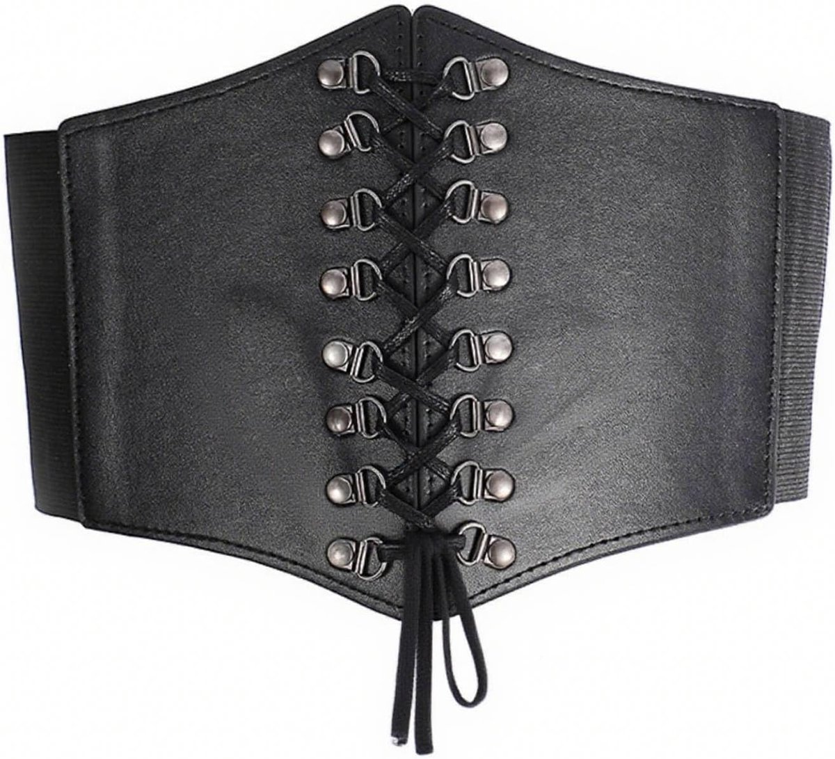 riem voor dames met elastische band, retro elastische tailleband, vintage brede korsetriem voor dames voor jurk, verstelbare korsetband veterriem voor Halloween carnavalskostuum