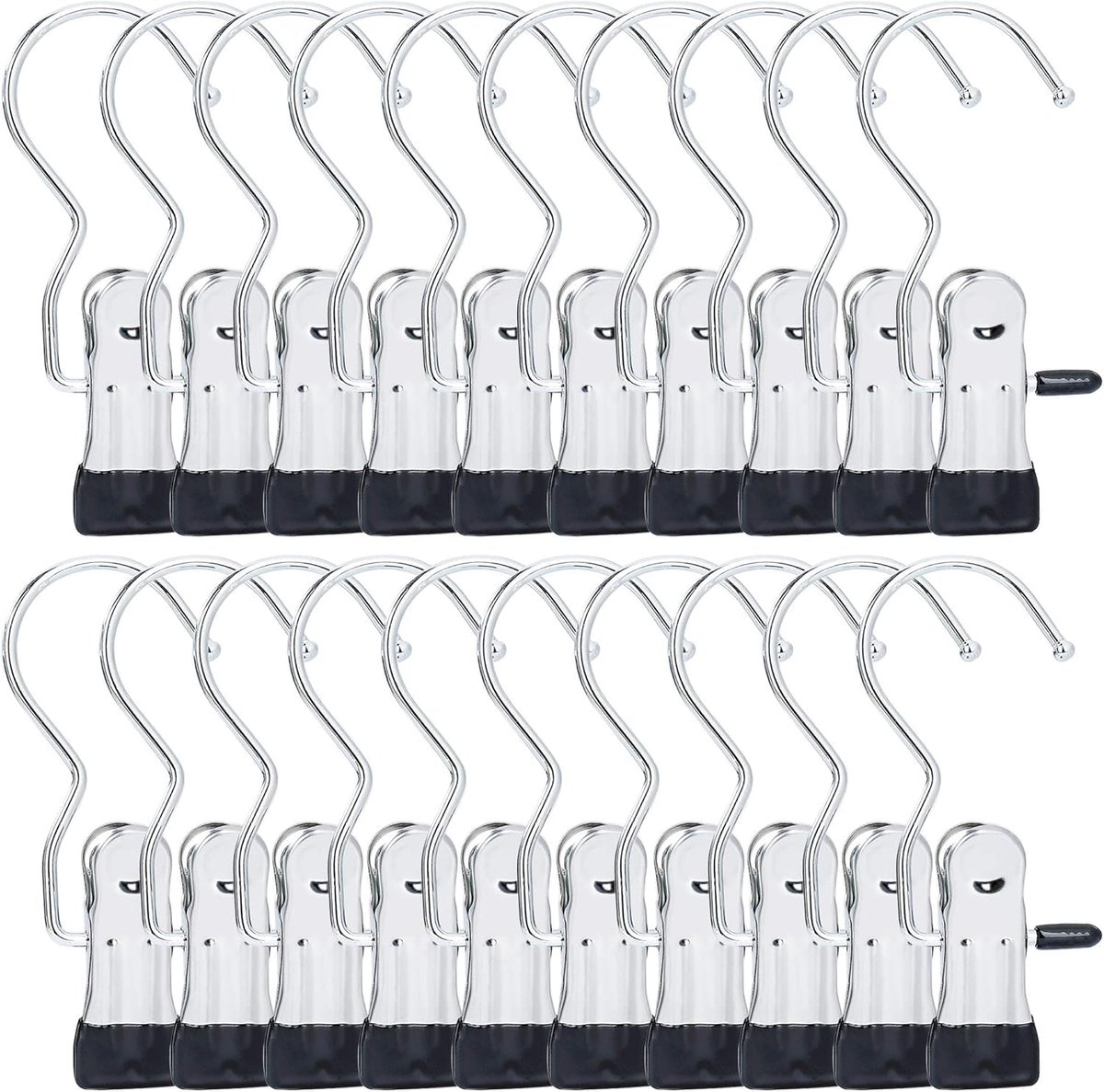 20 stuks, antislip, kledinghangers, clips, 360° draaibare laarzen, hanger, metaal, klemhaken voor stoelen, sjaals, mutsen, sokken, speelgoed