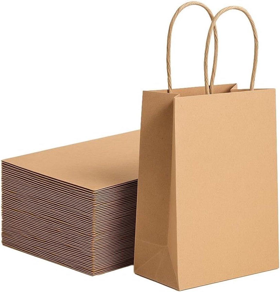 papieren zakken bruin 18x22cm, 25 stuks – kraftpapieren zakken met handvat, cadeauzakjes voor kinderverjaardag, bruiloft, feest, geschenken & feesten
