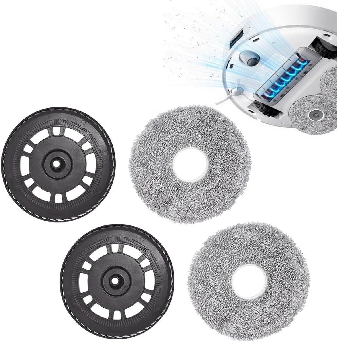 2 dweildoeken met 2 reservehouders | Voor Dreame L10S Pro Ultra Heat/L10S Ultra Gen 2/L20 Ultra/L40 Ultra/X40 Ultra/X40 Master/X30 Ultra/Mova E30 Ultra Robot
