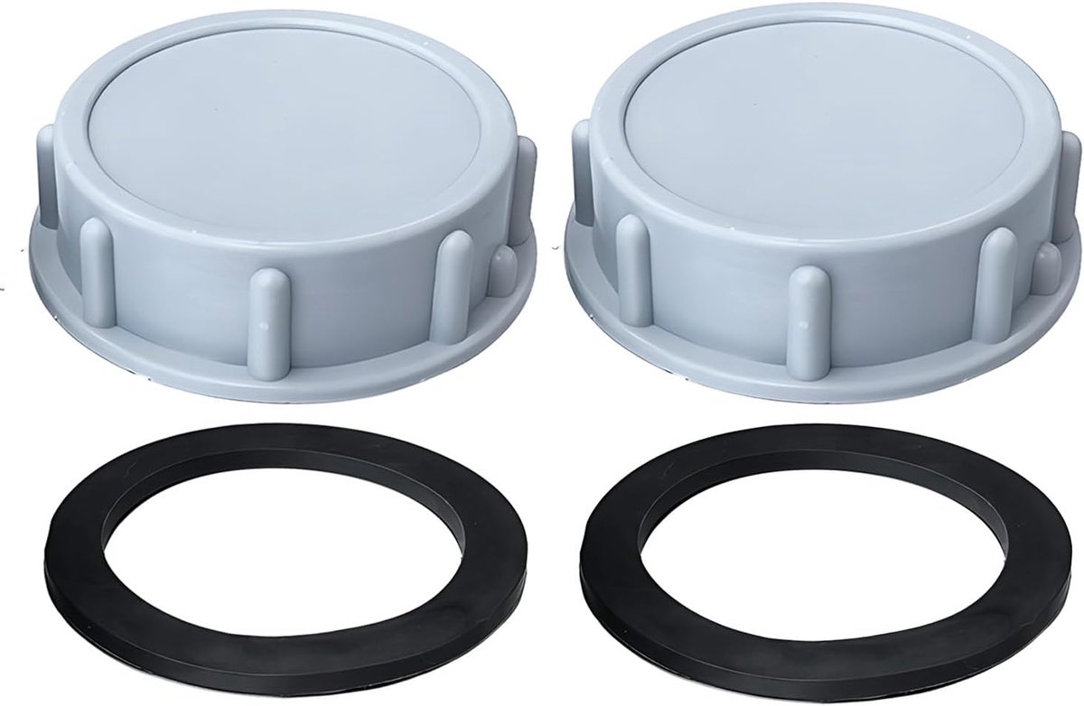 2 stuks kunststof einddoppen, met binnendraad, lekvrije afvoerafsluiting voor wasmachine, keuken, badkamer, wasruimte afvoerbuizen (54 mm)