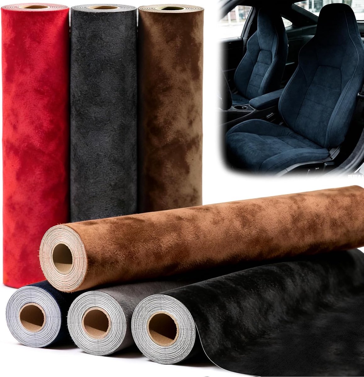 Stof, zelfklevend, voor cockpit, 40 x 250 cm, zelfklevend, auto, donkerblauw, imitatie suède, dakhemel, auto, rekbaar, folie voor dashboard, interieur, meubels, doe-het-zelf