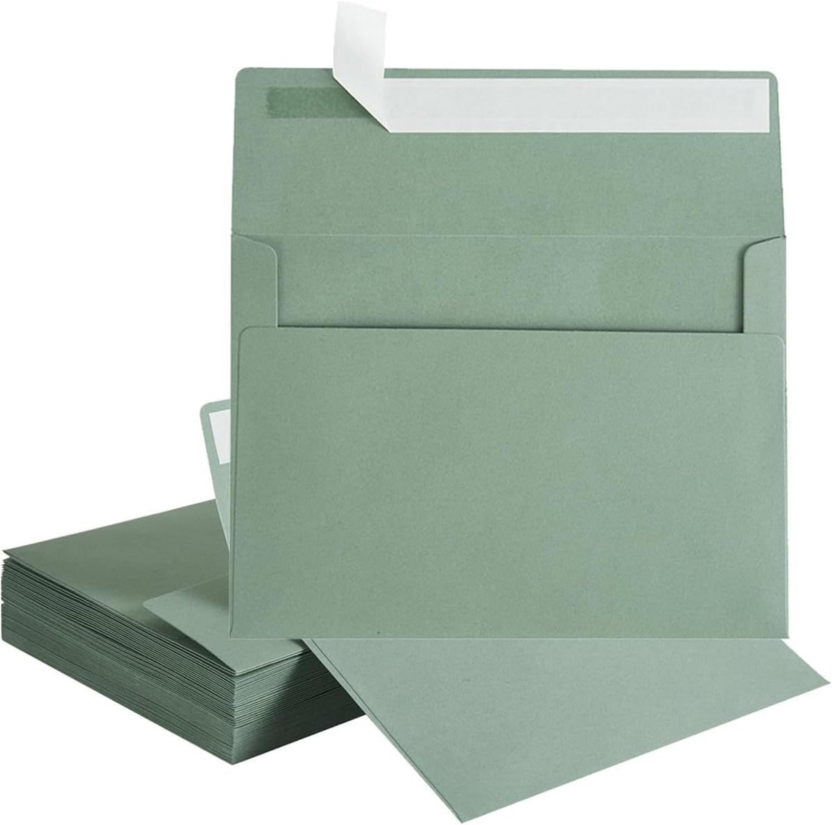 25 stuks, meigroen, DIN C6, berkengroen, 16 x 10,8 cm, enveloppen zonder adresvenster, voor Kerstmis, elegante enveloppen voor grote uitnodigingen en kaarten voor verjaardag of bruiloft