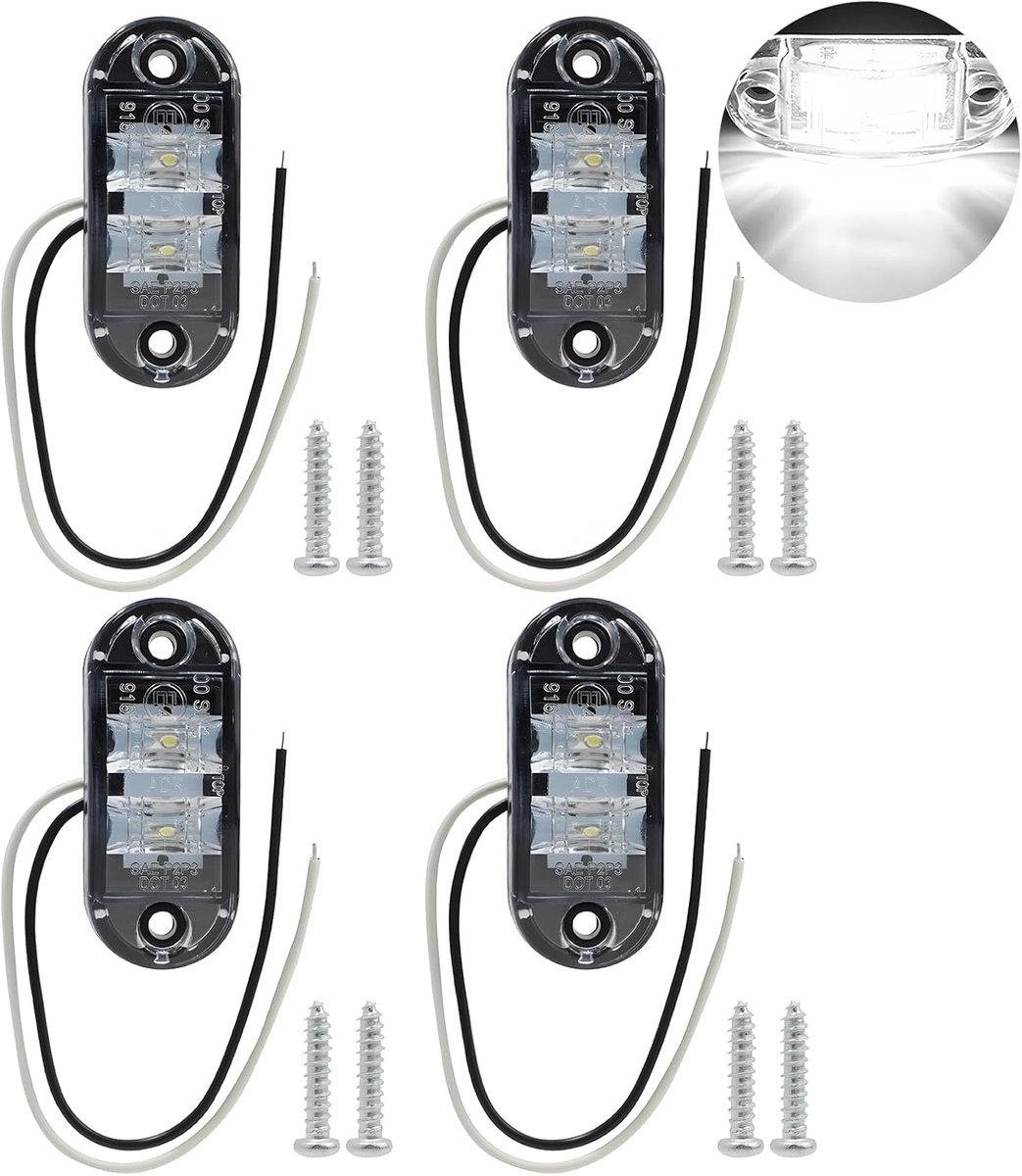 Zijverlichting, 4 stuks, sjabloonlampen, aanhangers, 12/24 V, geschikt voor autoaanhangers, vrachtwagens, caravans, bussen, bestelwagens en motorfietsen