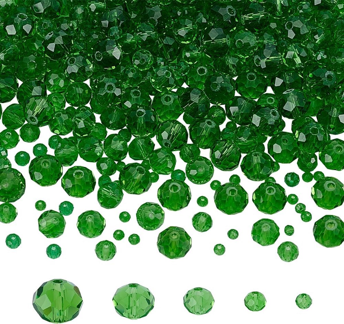 10 strengen 5 stijlen transparante glazen kralen limoengroen ronde facet kristallen kralen groene ronde losse afstandhouders kralen grote verpakking voor het maken van sieraden