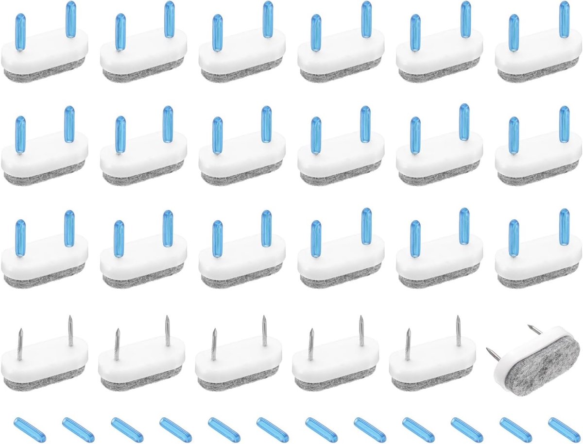 24 stuks nagel-op vilten meubelglijders, afgeronde rechthoekige vilten pads, meubelglijders, vloerbeschermers voor houten meubels, tafel, bank, stoelpoot (18 mm, wit)