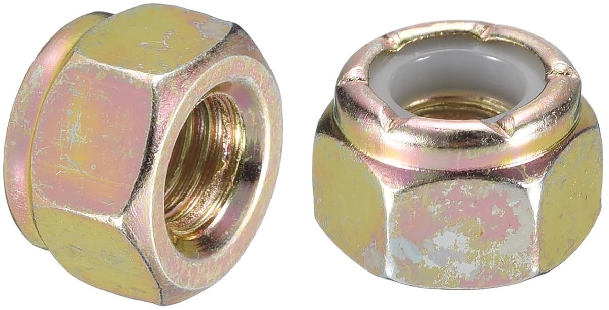 10 stuks 1/4"-28 Nylon Inzetmoer Van Koolstofstaal Zelfremmende Nylon Inzetmoer Voor Industriële en Bouwbevestigingselementen Kleur Zink & Wit