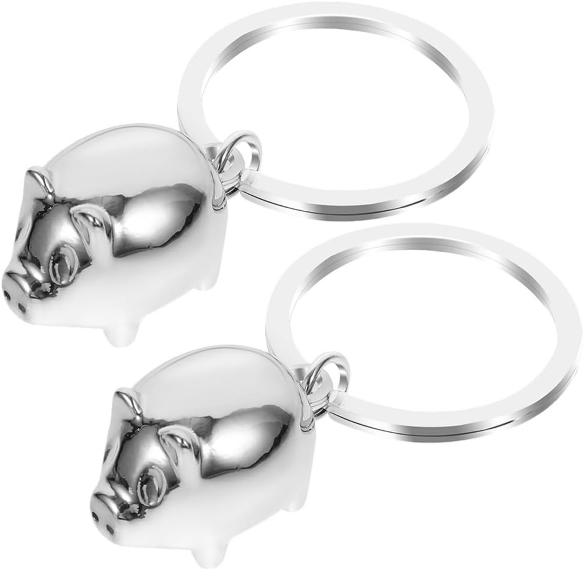 2 stuks set varkens sleutelhanger van metaal kleine tashanger in zilver creatief varkentje sleutelring voor sleutels en rugzak decoratie