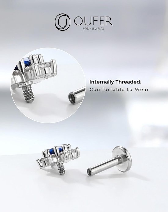 16G binnendraad helix piercing chirurgisch staal 316L bloem piercing tragus piercing conch 6mm piercing tragus CZ piercing oor helix dames — afbeelding 3