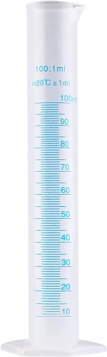 Maatcilinder van kunststof, transparant, 100 ml, kunststof