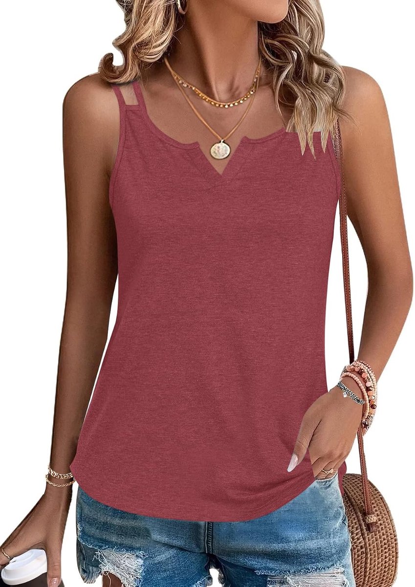Dames vest tops ingekeepte hals