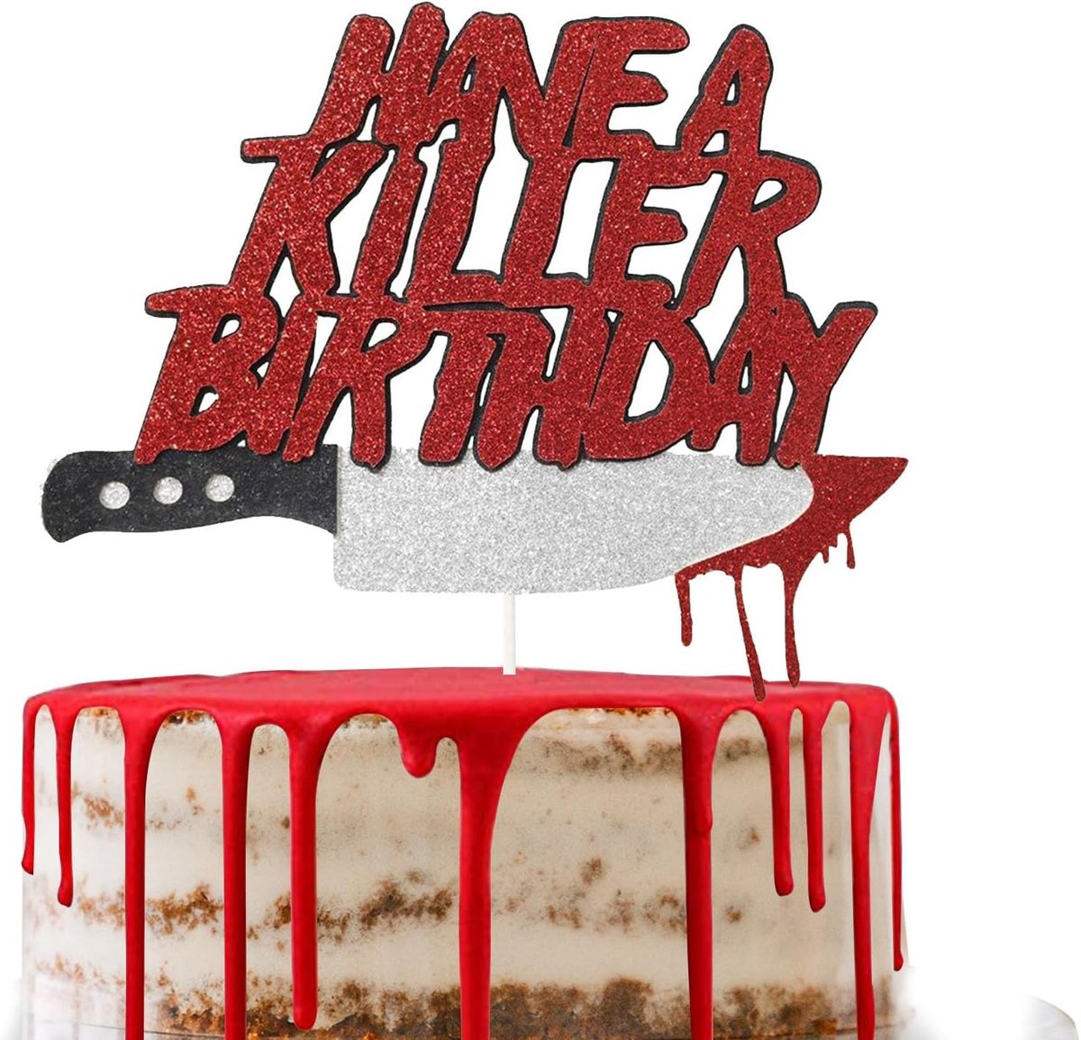 "Have a Killer Birthday", Halloween-horror-verjaardagstaart-spies met bloedige wapens voor horrorfilmfeesten, Halloween-zombie-vampier-feestdecoraties