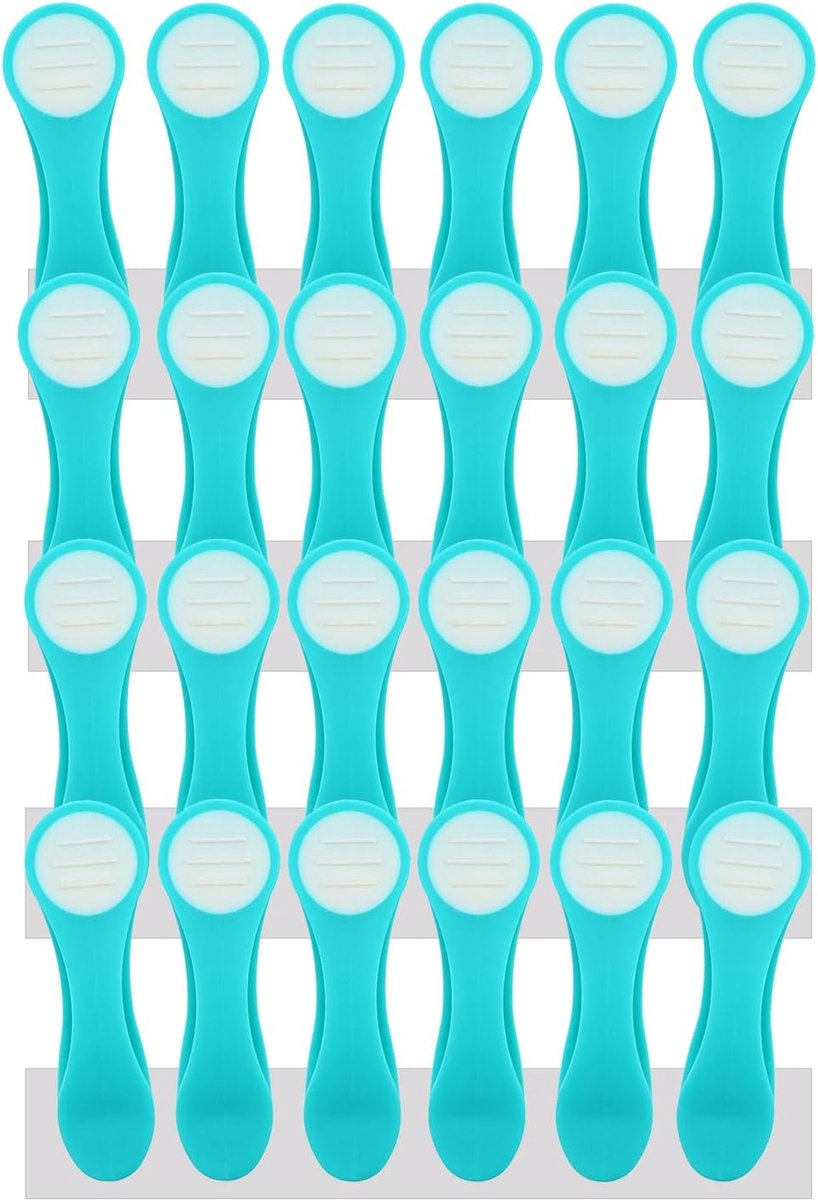 Wasknijpers, wasclips met drukveren van roestvrij staal en Soft Grip Softgrip, soft-touch, turquoise/donkergrijs