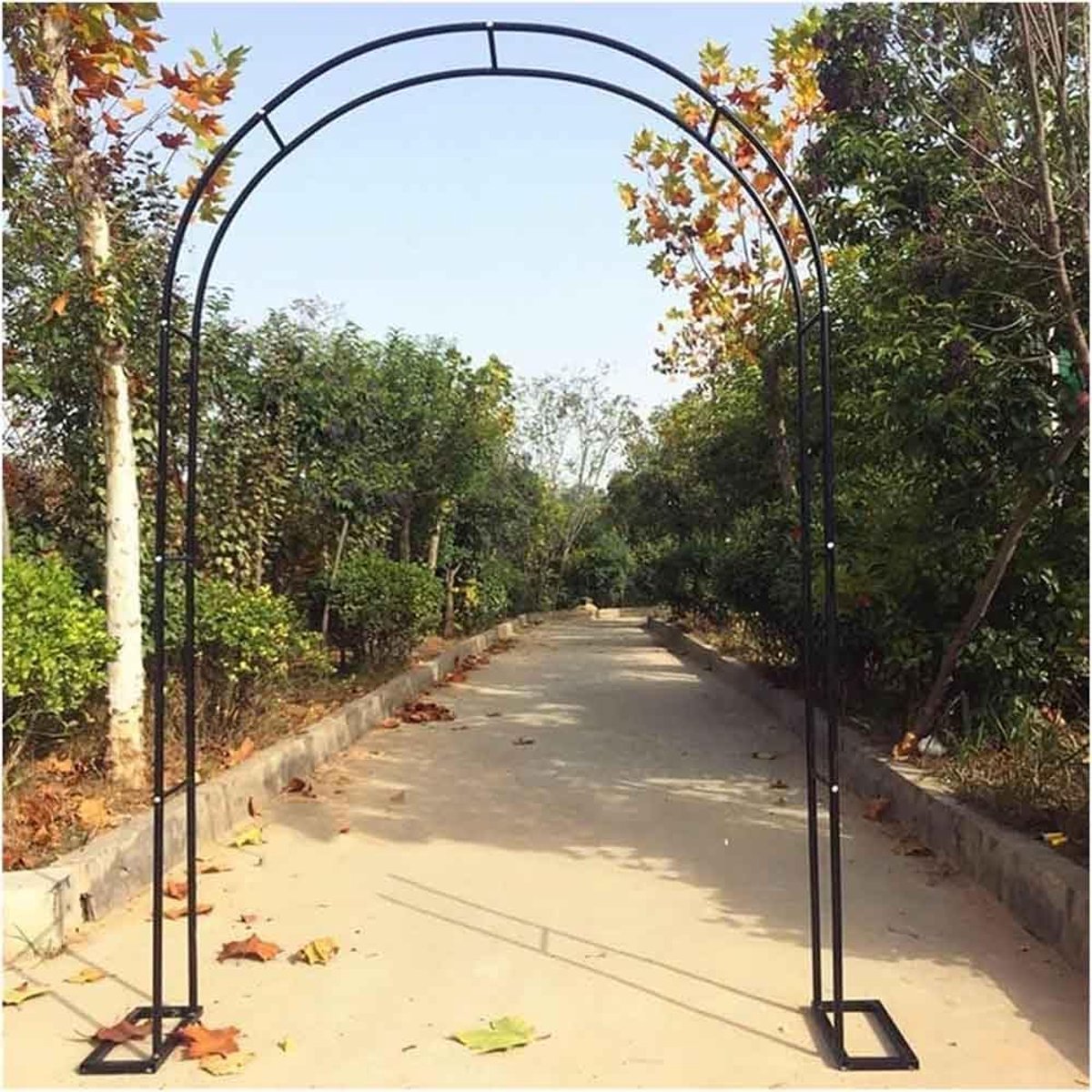 tuinboog zwaar belastbare rozenbogen prieel latwerk voor klimplanten breed 120 cm 140 cm 180 cm 240 cm 350 cm rozenboogdecoratie bruiloft boogweg, zwart, B 1,8 m x H 2,2 m