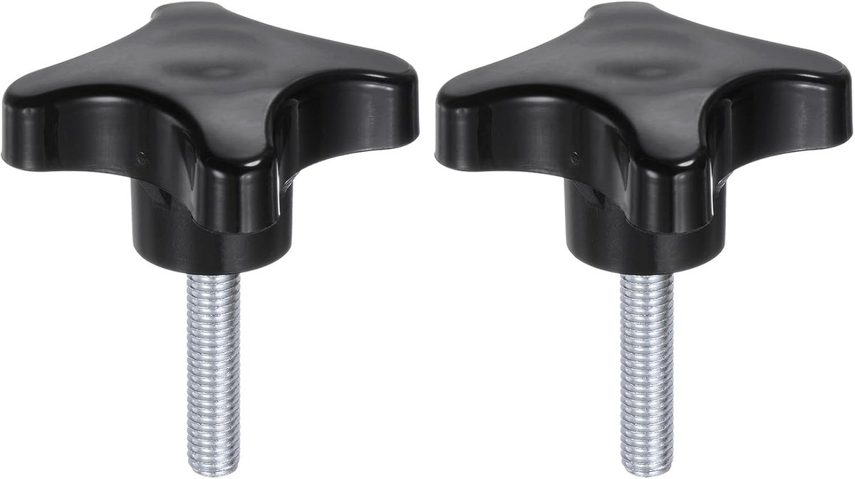 2 stuks sterknoppen M8 x 35 mm buitendraad van kunststof 4 sterren draaiknop handvat schroefdraad vervangende schroef handmatige klem, zwart