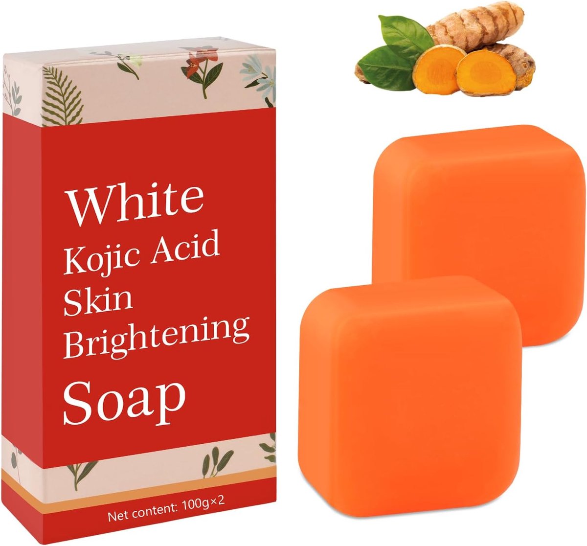 Pure Kojic Acid Huidverhelderende Zeep, 2 * 100g Zeep voor Huidbleking & Glowing, Gezicht en Lichaamszeep voor Huidbevochtiging, Verbetering van Ongelijke Huidtint, Zacht Genezende Acnes