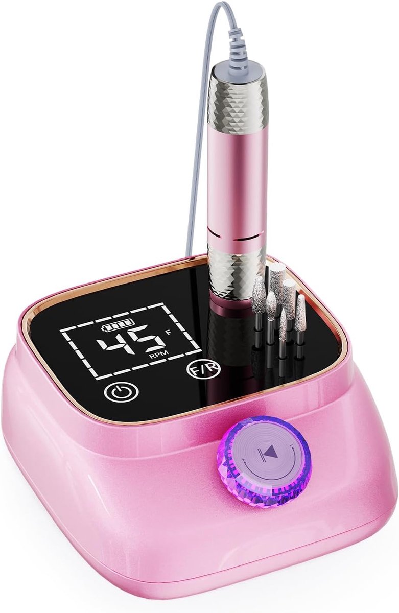 45000 RPM Elektrische Nagelbor, Draagbare Nagel File Kit voor elke Manicure, Pedicure, Acryl Nagels Gel Polijsten Verwijderen, Ontworpen voor Salon, Huis, Gift Giving, Roze