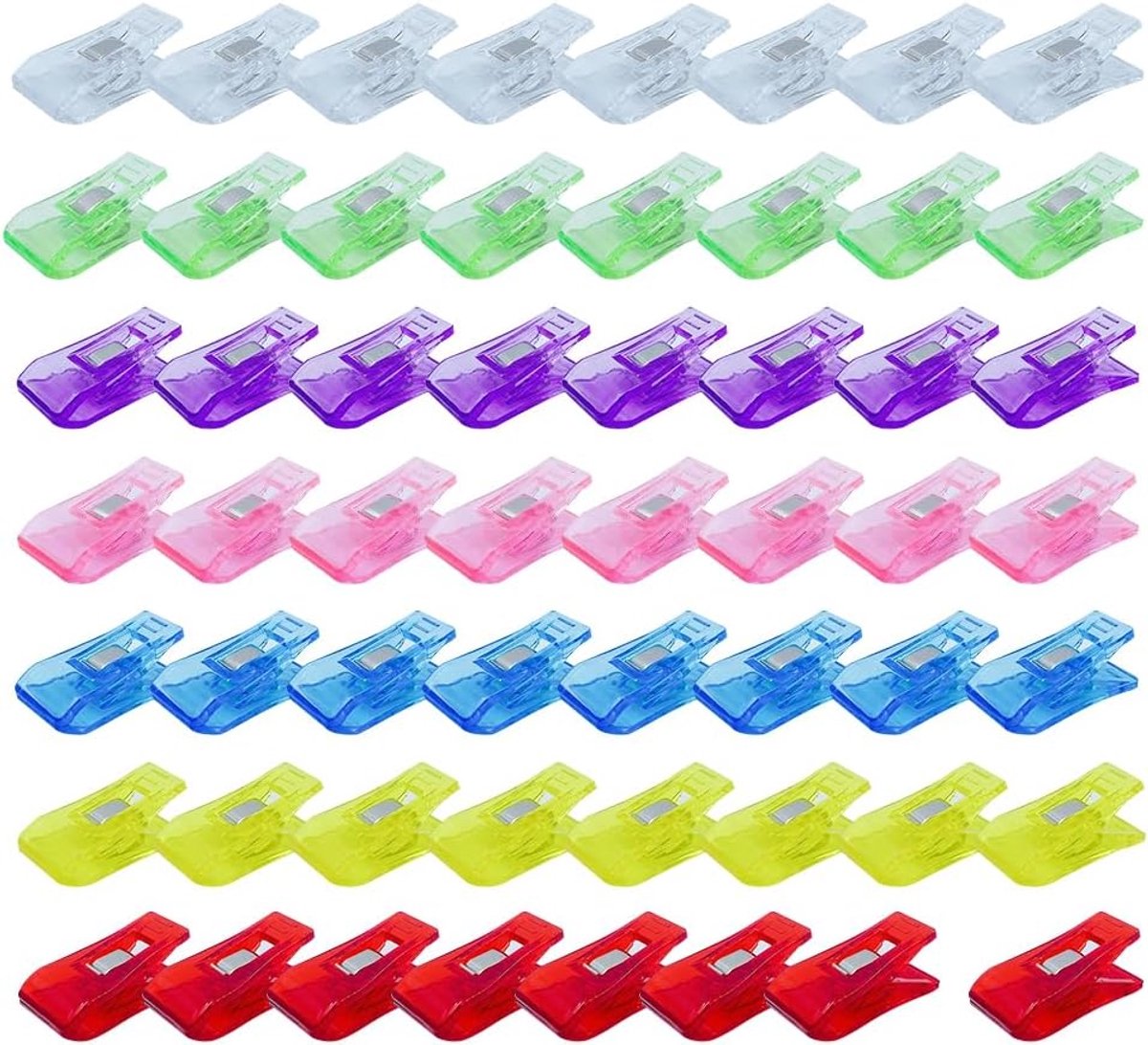 56 stuks naaiklemmen, stofklemmen, multifunctionele naaiclips, naai-accessoires, voor het vasthouden van stof naden, stofklemmen, naai-accessoires (7 kleuren)