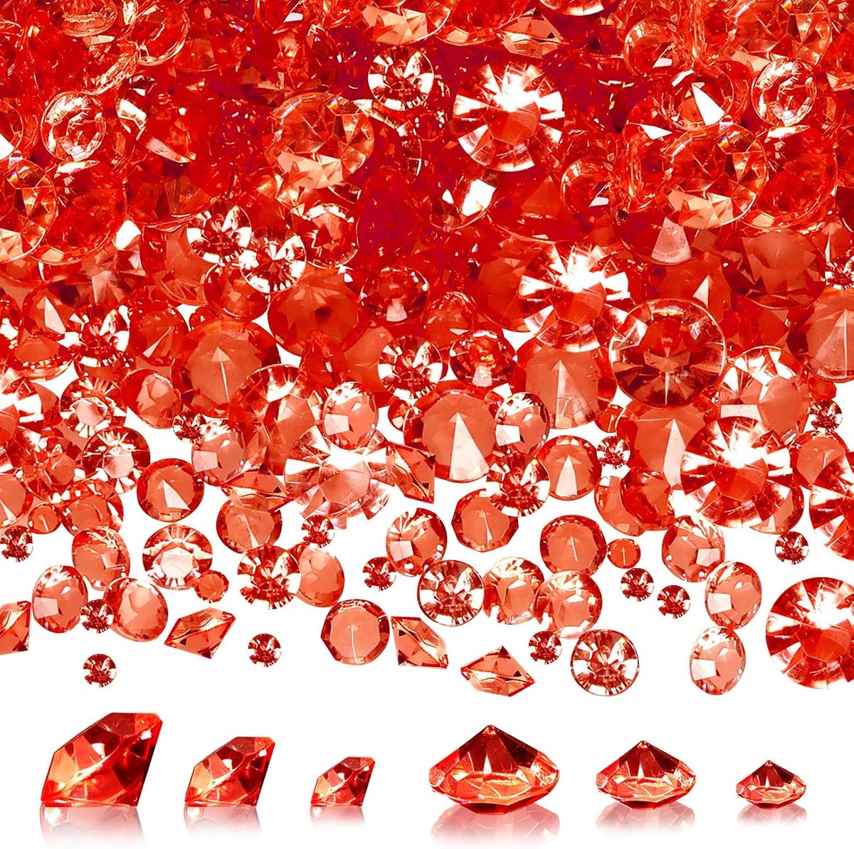 5000 stuks acrylkristallen, diamantvorm, rood, confetti, 3 mm, 6 mm, 10 mm, voor decoratie, tafelstuk, bruiloft, bruid, vaaskralen