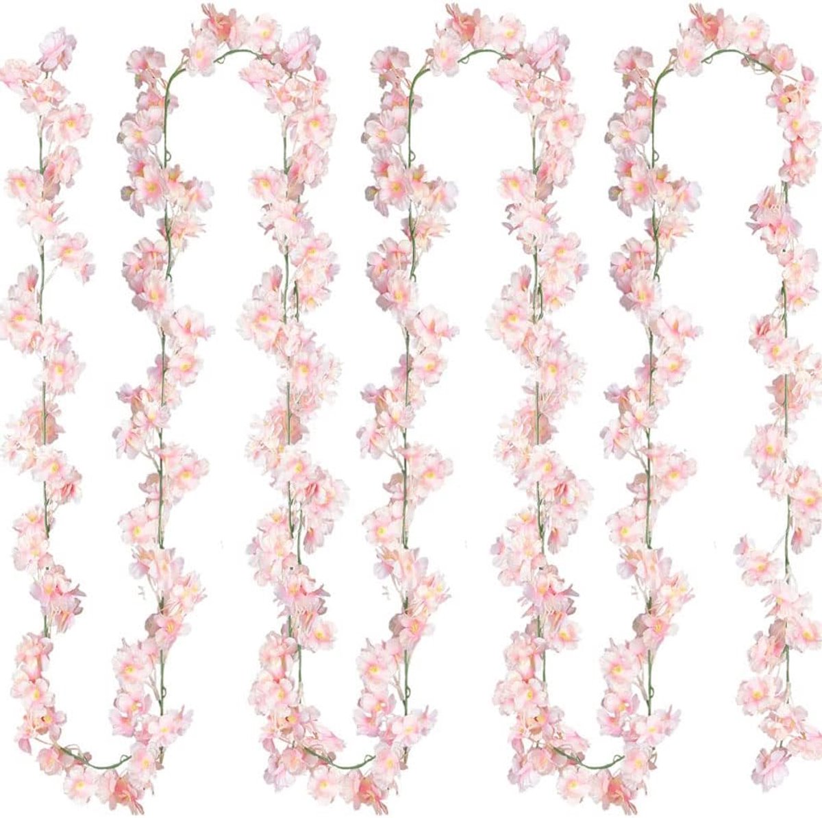Kunstbloemen, 1,8 m, decoraties, kunstzijden bloemen, hangende bloemen, roze, kersenbloesem, kersenbloesem, slinger, voor thuis, bruiloft, feest, tuinachtergrond decoratie (roze)