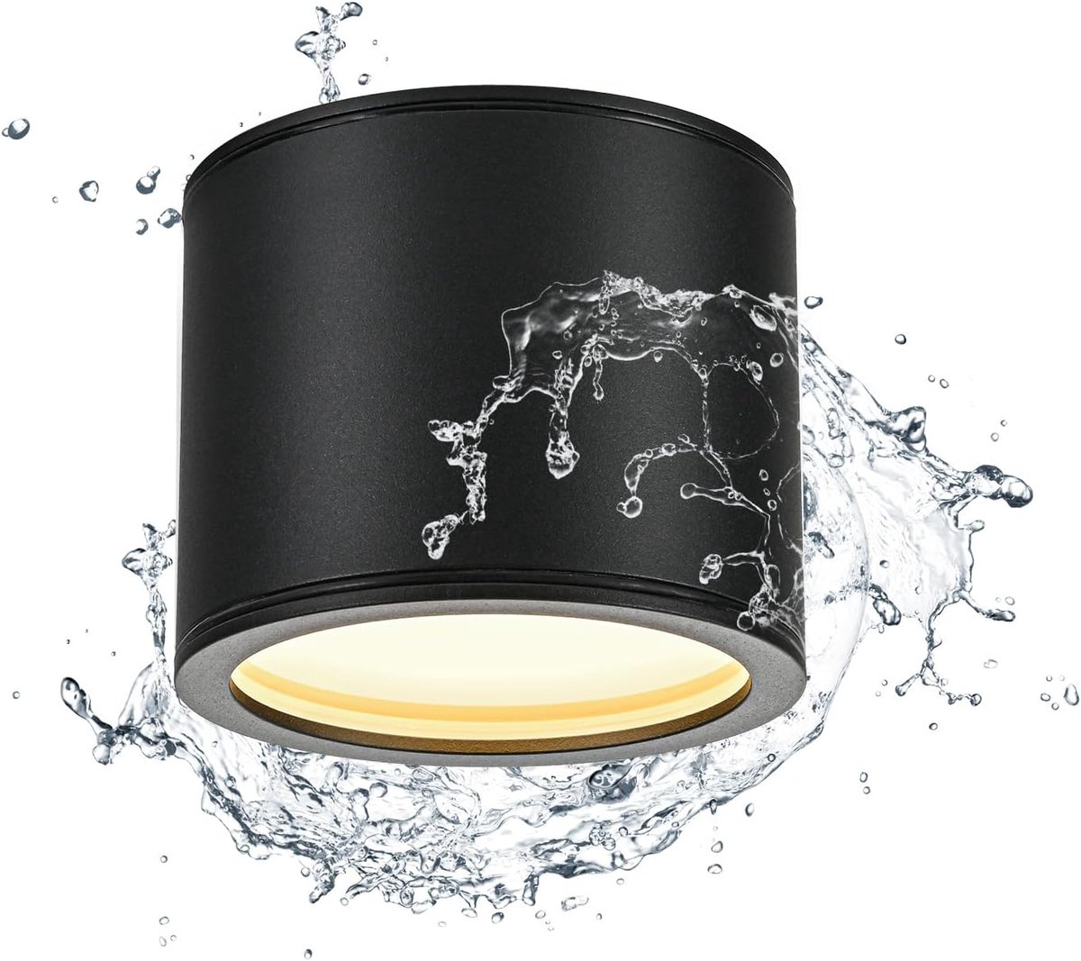 plafondspot, zwart, IP44, opbouwspot met GX53-fitting, opbouwspots 230 V, plafondspot, plafondlamp rond, led-plafondlamp, aluminium, voor bad, badkamer, geen gloeilamp