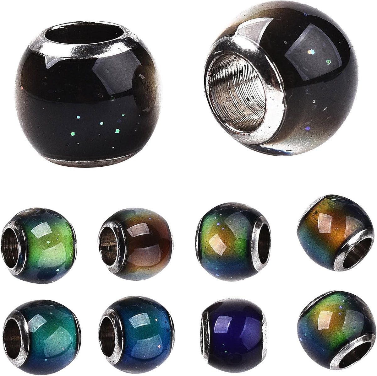 Kralen Temperatuurgevoelige Kleurveranderende Glazen Europese Kralen Veranderen van Kleur met Temperatuur Ronde Kralen voor DIY Sieraden Maken