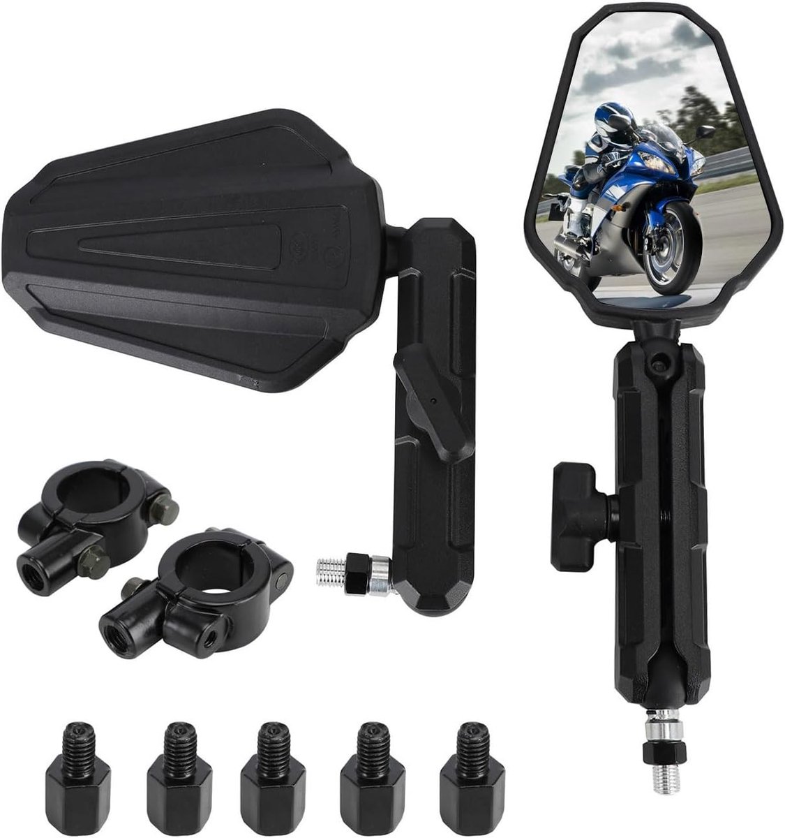 1 paar vouwbare motorfiets achteruitkijkspiegels, universele | achteruitkijkzijspiegels van aluminiumlegering voor de meeste motorfietsen, dirt bikes, scooters, quads, ATV's