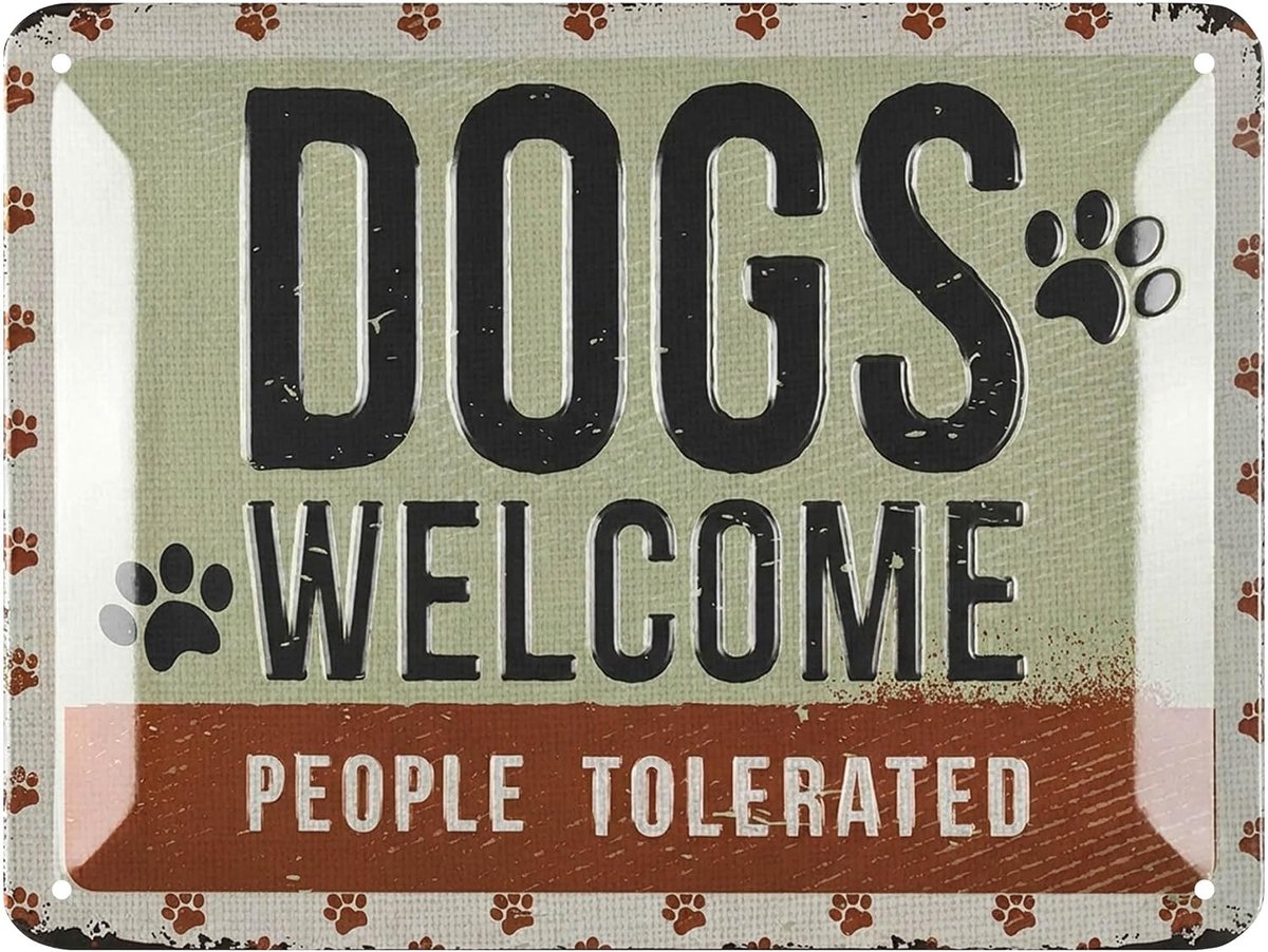 Dogs Metalen bord voor honden, retro shabby chic decoratieve hondencadeaus voor hondenvrienden, 15x20cm