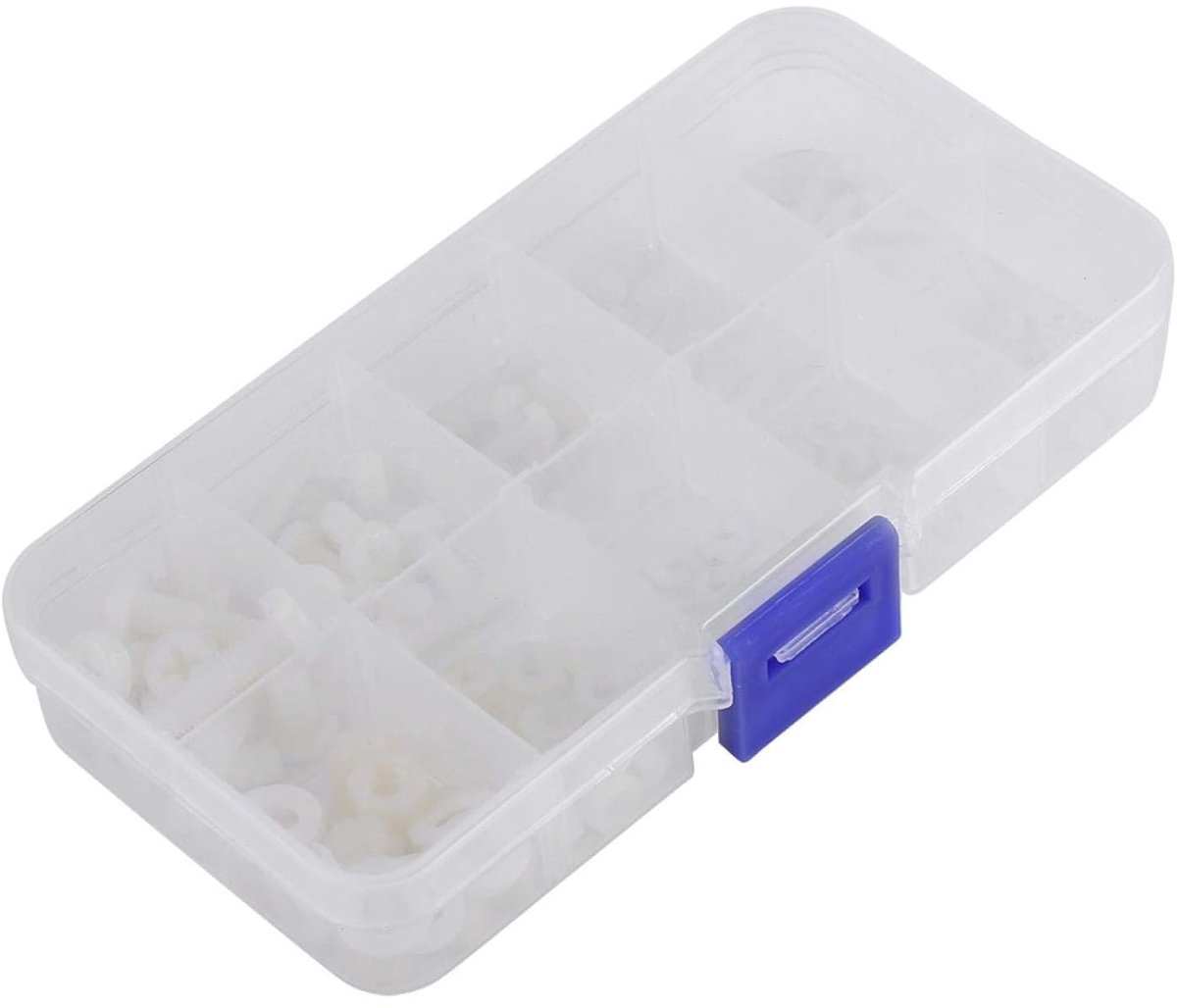 150 stks Nylon Schroeven Bouten Moeren Ringen M2 M2.5 M3 M4 M5 Bevestigingsassortiment Kit met Opbergdoos