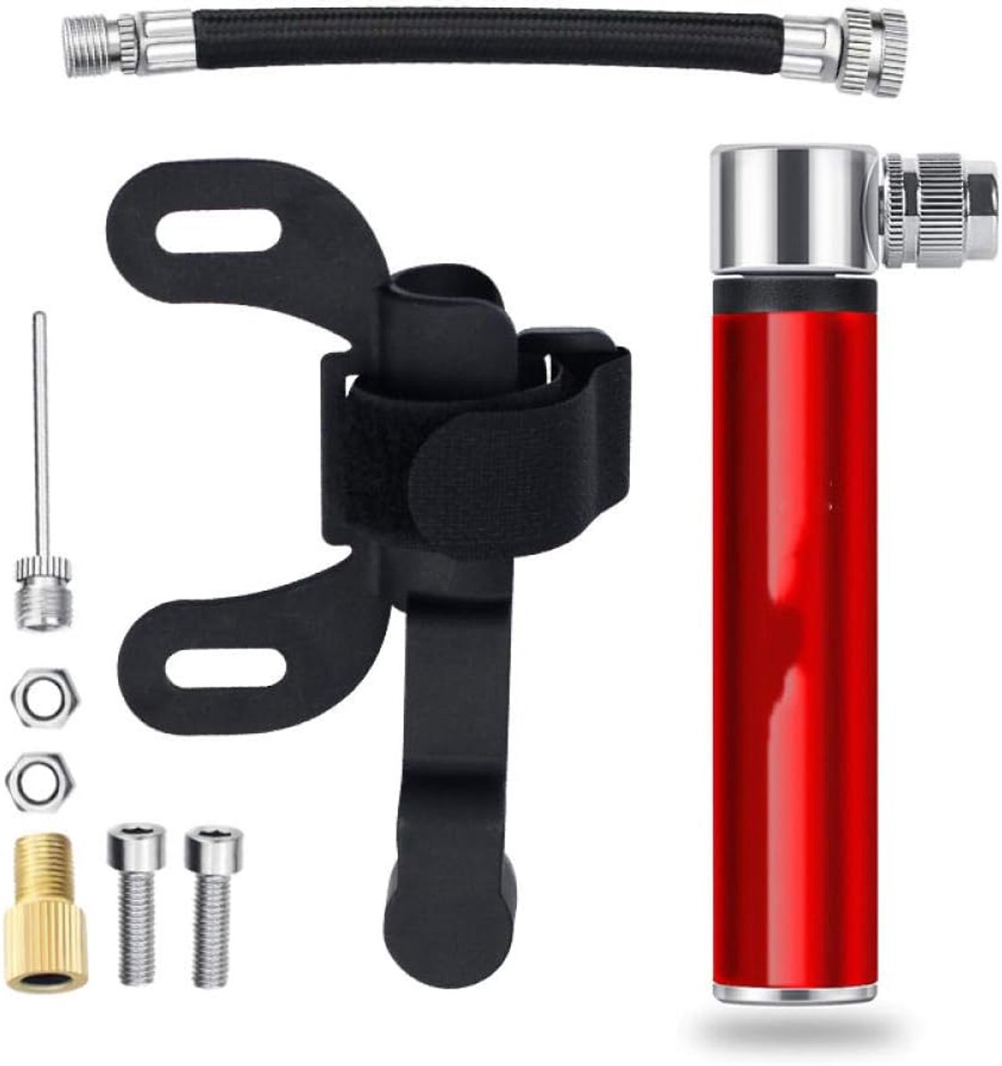 basketbal luchtpomp balpomp aluminium fiets handpomp bal banden inflator mountainroad fietspomp 120 psi Av/Fv-rood