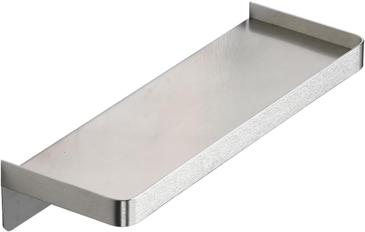 Douche Caddy - roestvrij stalen wandhouder roestvrije opbergorganizer - zelfklevende badkamerplank accessoires voor toilet en keuken (geborsteld)