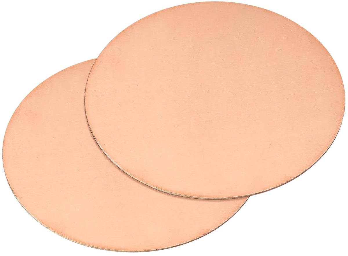 Koperplaten, 110 mm diameter, 1 mm dikke koperplaat, ronde metalen platen, nr. 18 T2, koperen plaatjes, roségoud, ronde koperen plaat voor handwerk, elektrische reparaties