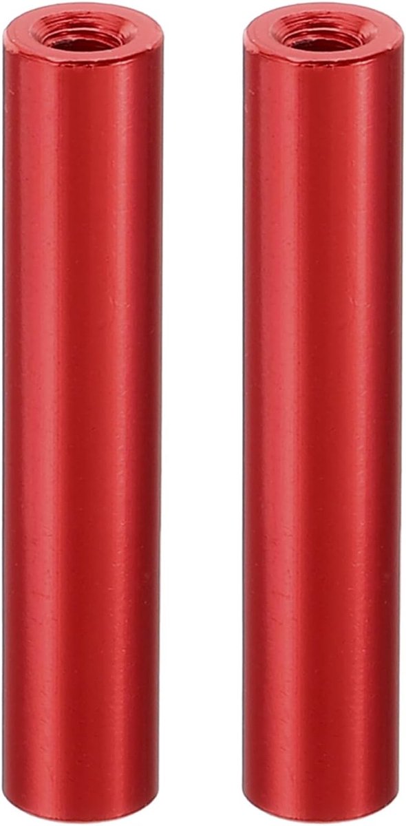 2 stuks M3 afstandhouders van aluminium, M3 metalen afstandhouder van aluminium, 3 mm ID x 6 mm OD x 30 mm L afstandsschroeven met schroefdraad, rond, voor moederbord van drones, rood