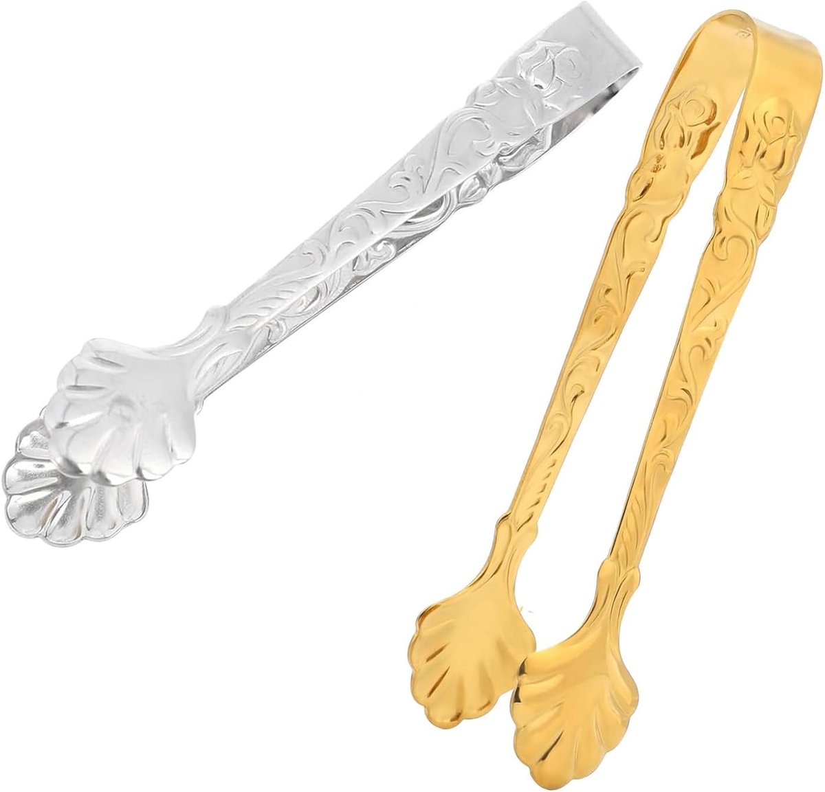 2 stuks ijstang, mini-suikertang, roestvrij staal, serveertang voor feest, bar, bruiloft, keuken, snoep, koffie, thee, buffet (zilver, goud)