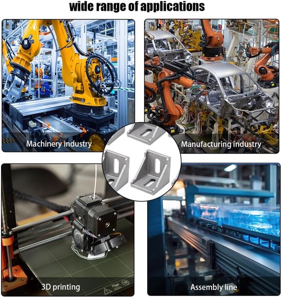 10 stuks 4040 hoekhouders van aluminiumlegering zilver bevestigingsprofiel hoekconnector van aluminium aansluiting voor haakse 90 graden met sluitring en M6 inbusschroef — afbeelding 5