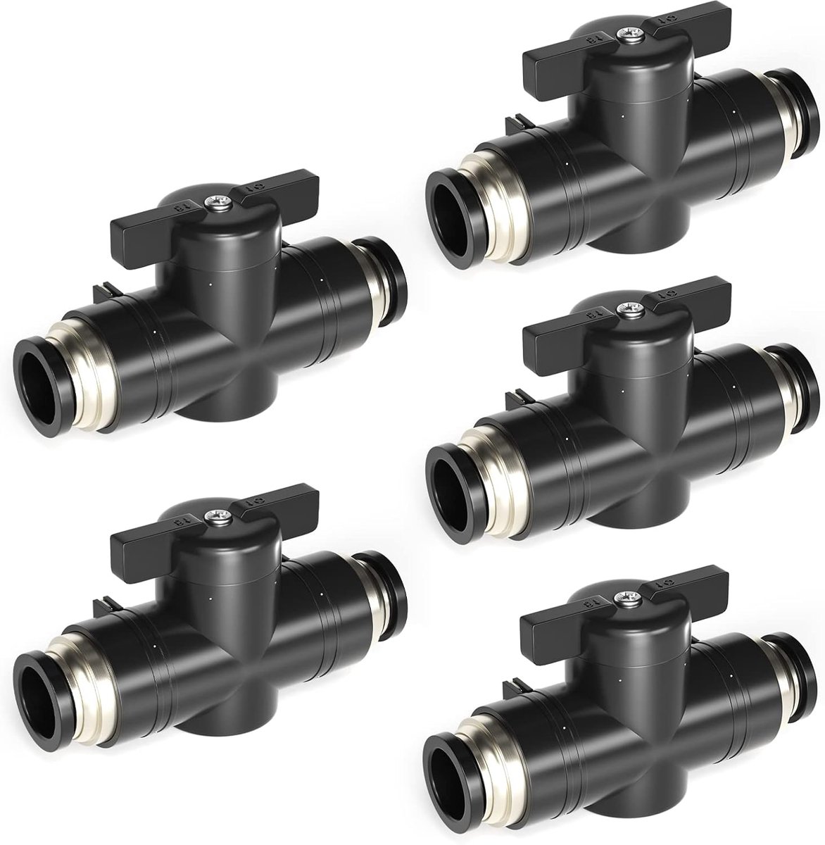 5 Pcs 8mm OD Pneumatische Kogelkraan, Push To Connect Regelklep Fittingen (BUC8 Connectors)