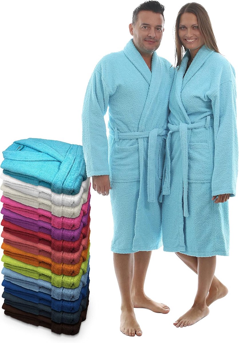 Uniseks badjas voor dames en heren, 100% Amerikaanse badstof, 400 g, met riem, tassen, douche, zachte ochtendjas, handdoek