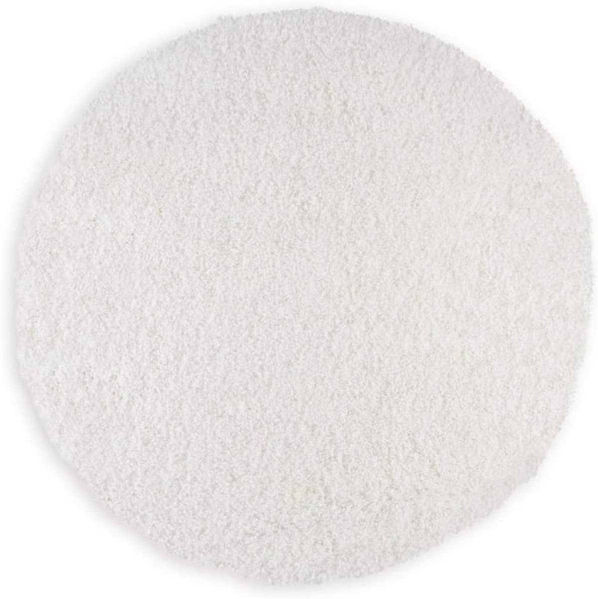 Premium hoogpolig badkamertapijt, wit, antislip en extra pluizige badmat, rond, diameter 70 cm