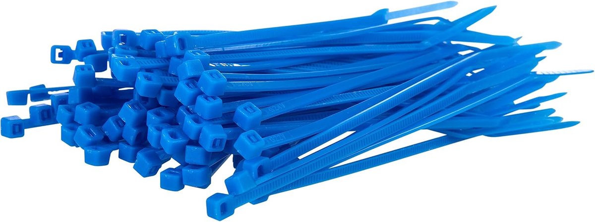 Kabelbinders Blauw - 100 stuks - 150 mm x 3,6 mm - Klein formaat - UV-bestendige set | 18,2 kg treksterkte, klein formaat, uv-bestendig