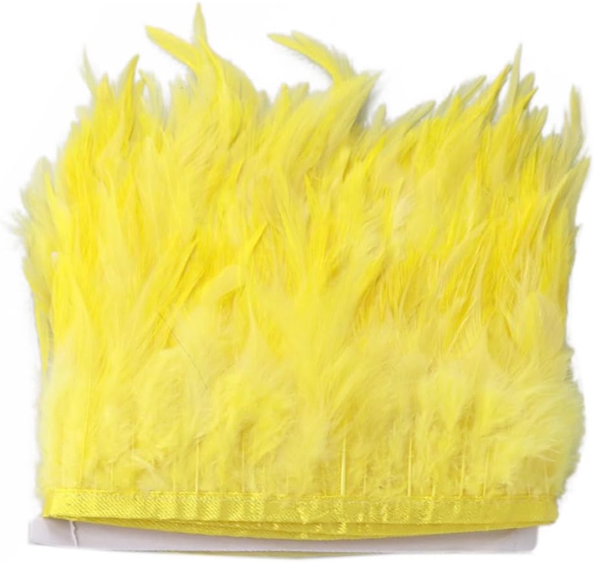 2 meter veren, franjes trim, veerboord, band, 10-15 cm breed, veer, franjes om te naaien, doe-het-zelf cape, sjaal, rok, hoofddeksels, carnaval, feest, Halloween, Kerstmis, kostuumdecoratie, geel
