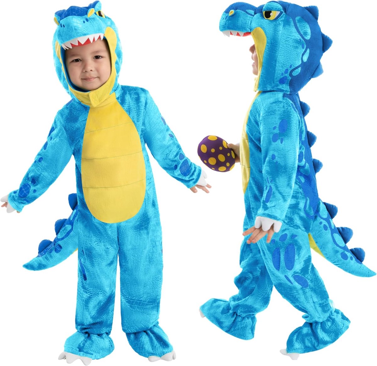 Creations Blauwe T-Rex Kostuum, Dinosaurus jumpsuit Jumpsuit voor Peuter en Kind Halloween Verkleedfeest