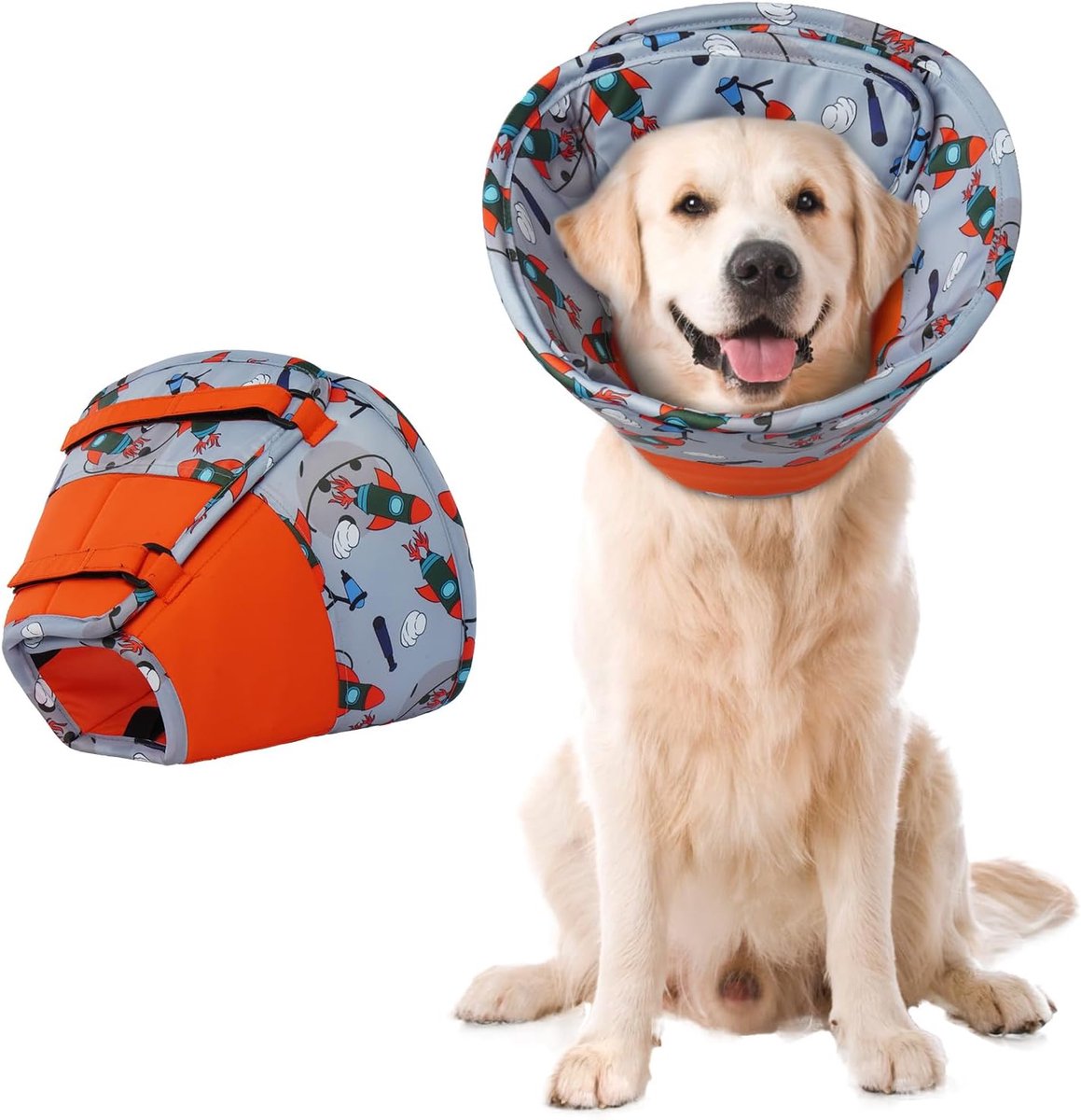 hond zacht - hondenhalsband lekbescherming, beschermende kraag hond waterdichte kraag na operatie, lichte trechter voorkomt wonden, lekt of krast (rood, L)