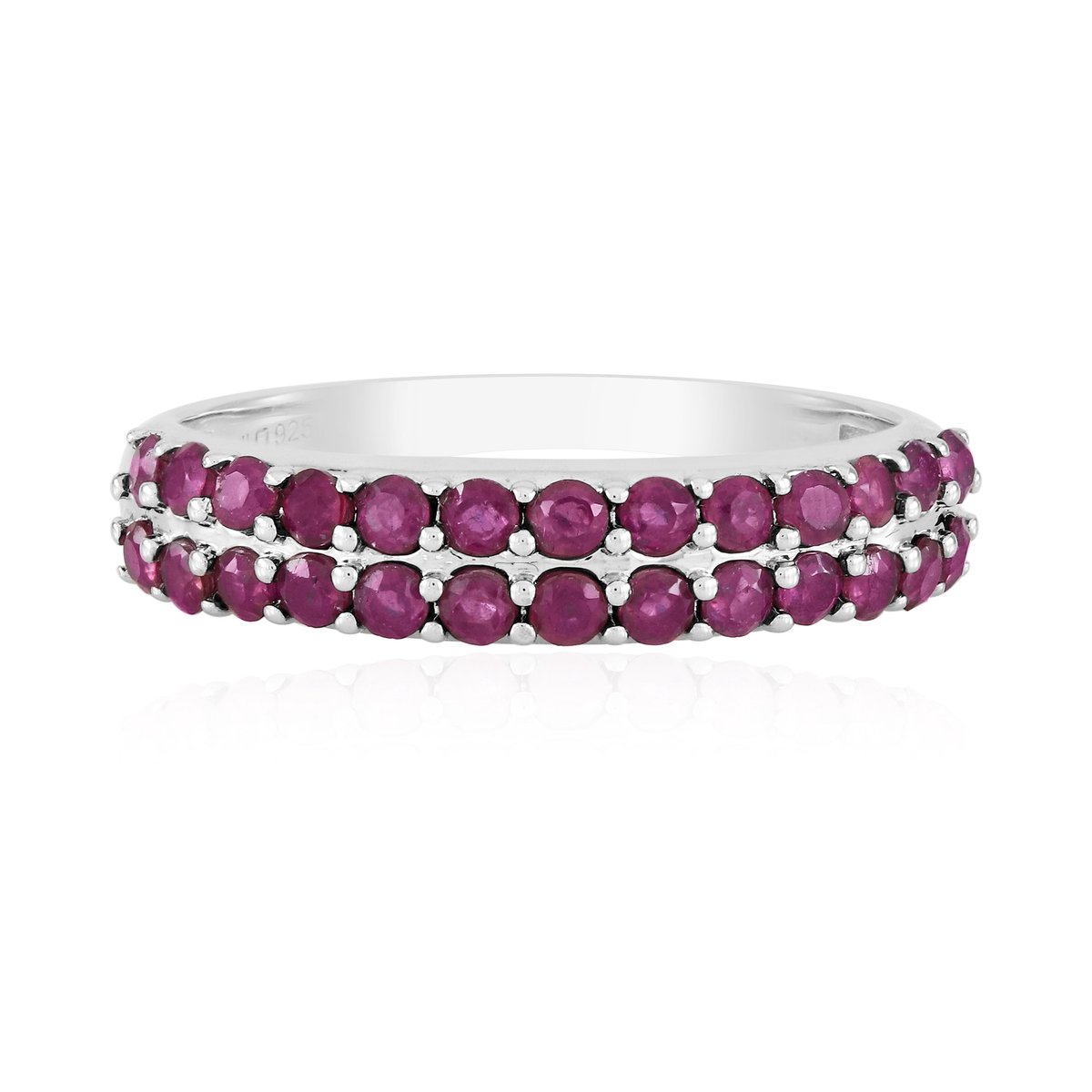 Cavill - Luxe Zilveren Ring - 925 Sterling Zilver - 26 Madagaskar Robijnen 1,078 ct - Ronde Robijnen Ring - Elegante Dames Sierring