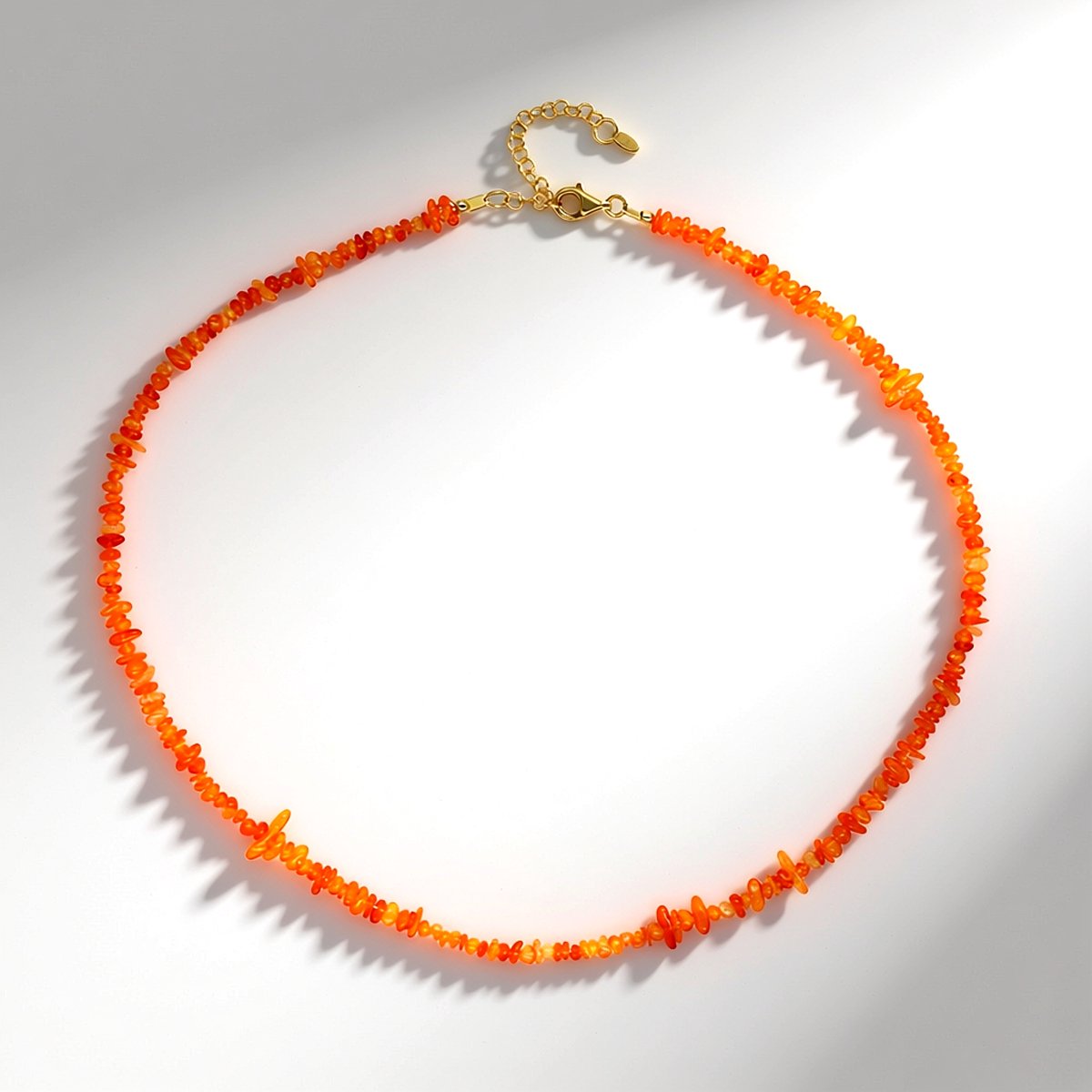 Cavill - Zilveren Ketting - 925 Sterling Zilver Verguld - 27,424 ct Oranje Ethiopische Opaal Fancy Kralen - Verstelbare Elegante Edelstenen Ketting