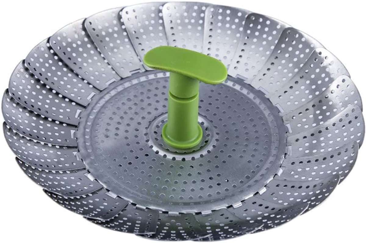 stomer - Kookmandje opvouwbaar - Metalen Stoommandje - Fruitmand - Handheld Steamer - RVS - 13x16,3x25 cm