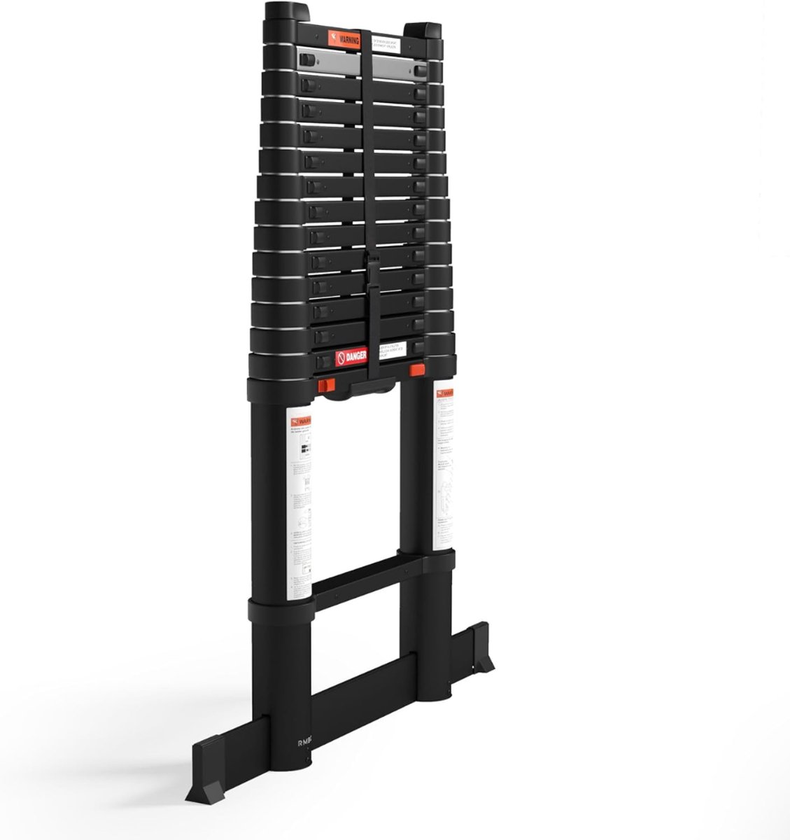 Lìon® Telescoopladder - Opvouwbare Ladder voor Zolders - 150kg Laadvermogen - Zwart - 80cm x 95cm x 470cm