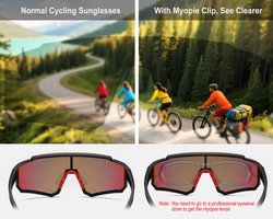 SnelShoppen - Suertree Fietsbril, sportbril voor dames en heren, UV400-zonnebril, bijziend montuur, racefietsbril voor wielrennen, hardlopen, outdoor-