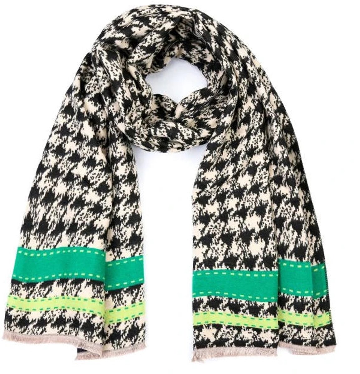 Sunset Fashion Sjaal Hip zwart wit groen 180x65cm