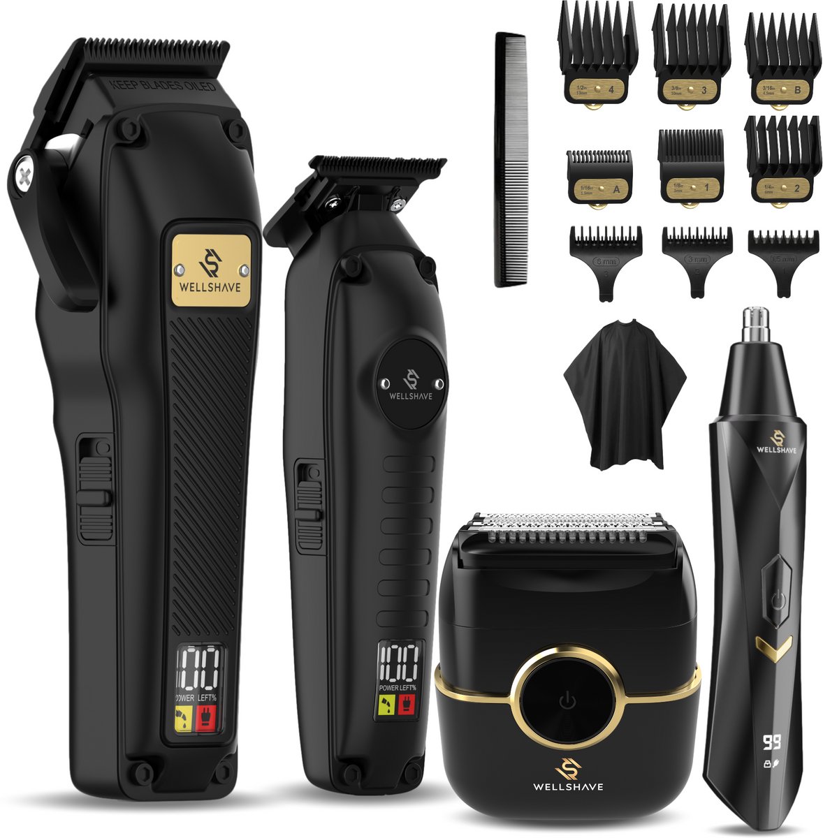 Wellshave Barber Pack 3.0 - Barber Set - Kappers set - Tondeuse Mannen - Foil Shaver - Hair Clipper - Kappers Tondeuse - Trimmer voor haar & baard - Neustrimmer - Head Shaver - Tondeuse set